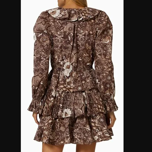Ulla Johnson Lola Long Sleeve Floral Ruffle Mini Dress Size 4 - Picture 2 of 12